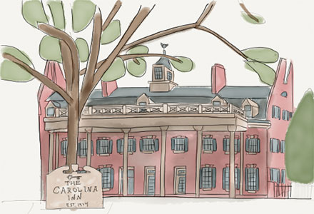 A drawing of the Carolina Inn.