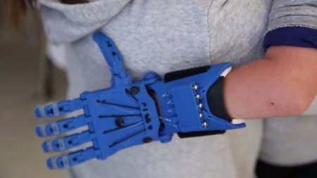 3-D printed hand.