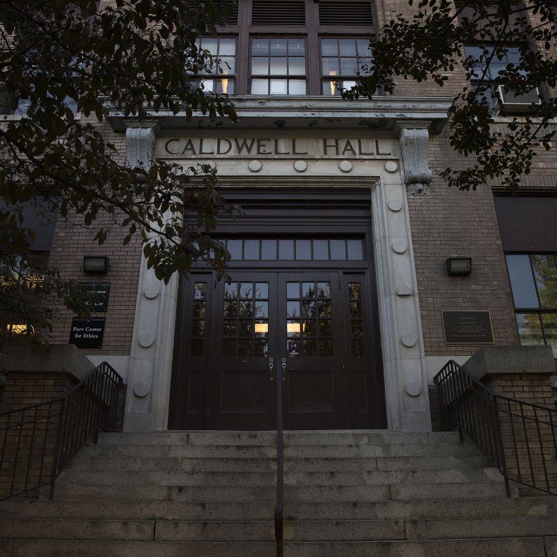 Front doors of Caldwell Hall