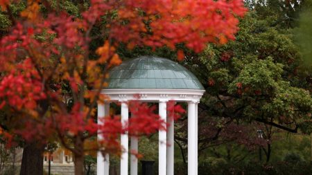 Old Well on UNC's campus at autumn.