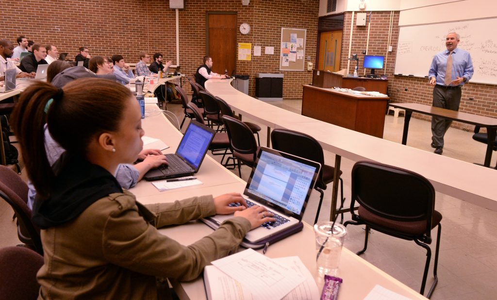 Donald Hornstein teaching a MOOC class at the School of Law.