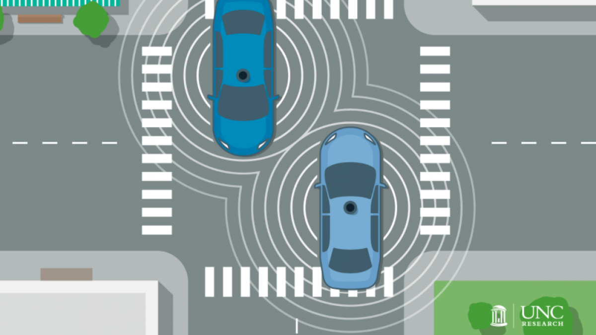Graphic of two autonomous vehicles.