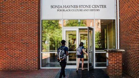 Students enter the Sonja Haynes Stone Center for Black Culture and History