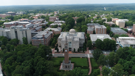 An aerial photo of UNC-Chapel Hill campus.