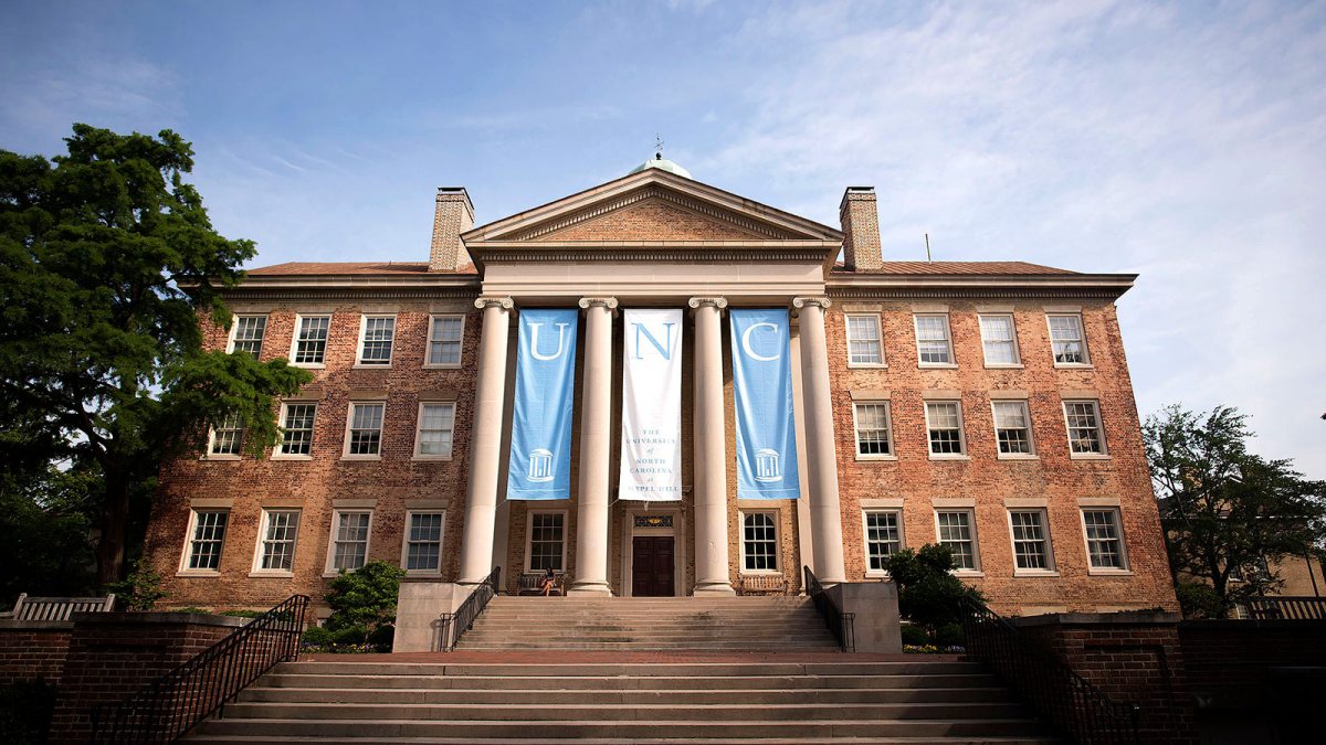 South Building with UNC Banners