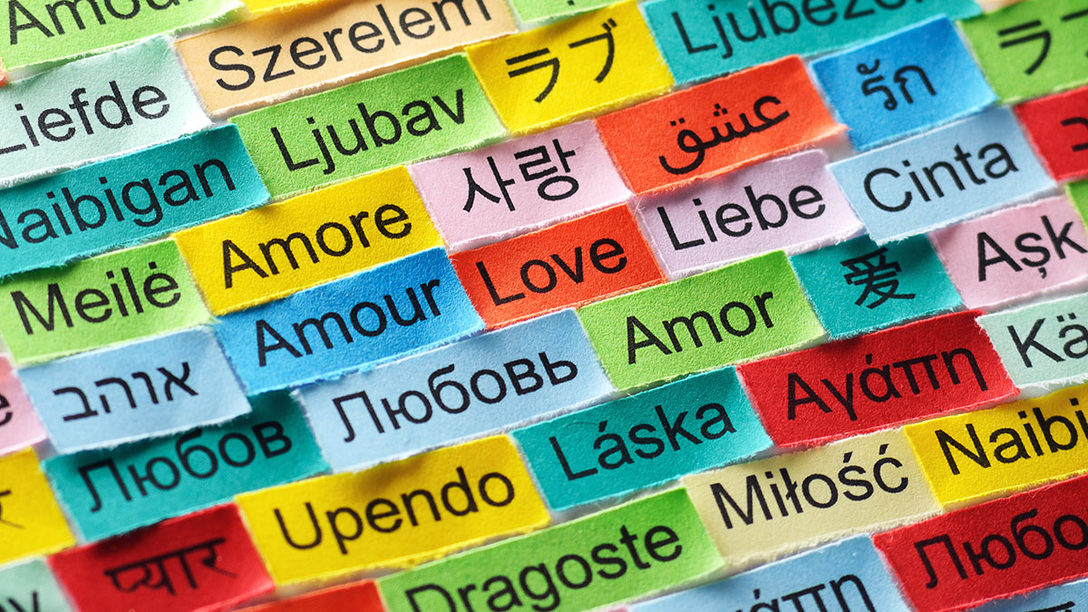 love written in various languages.