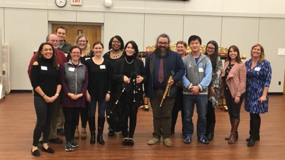 A group of UNC World View Global Music Fellows pose for a photo.