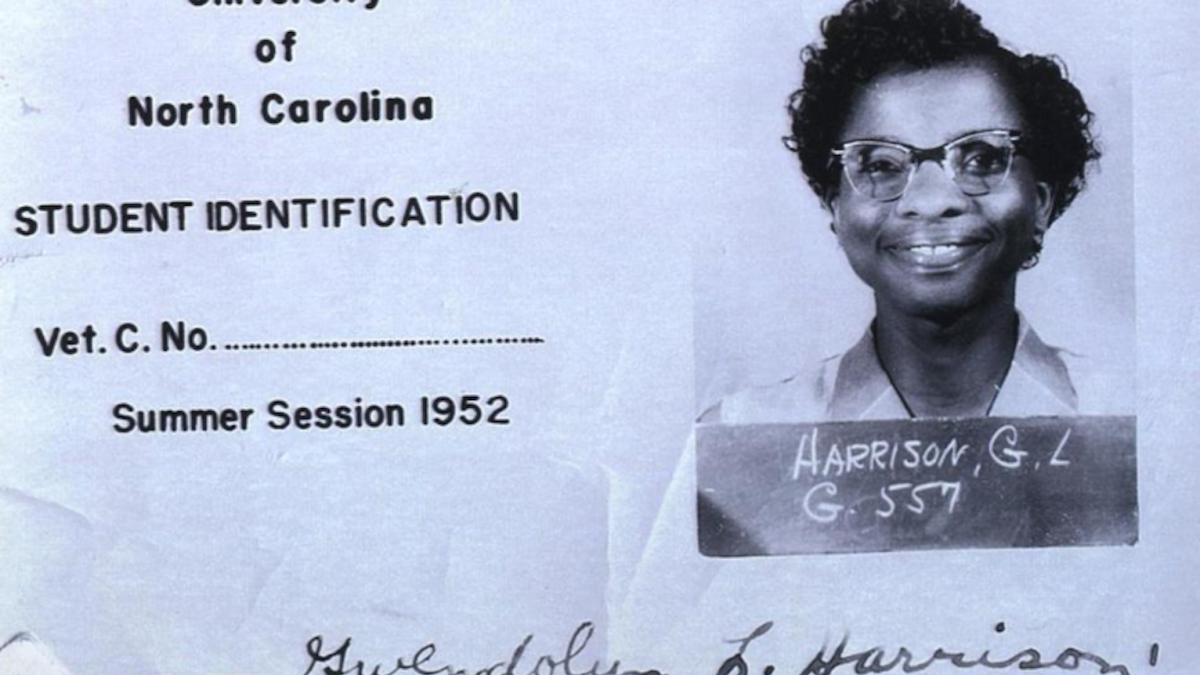 A photocopy of Gwendolyn Harrison's student id.