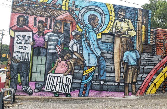 A mural of civil rights leaders.