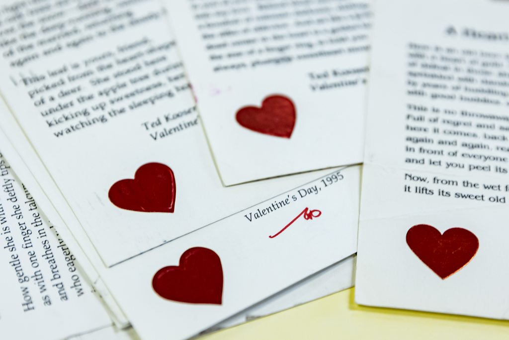 Valentine's Day poems with heart stickers