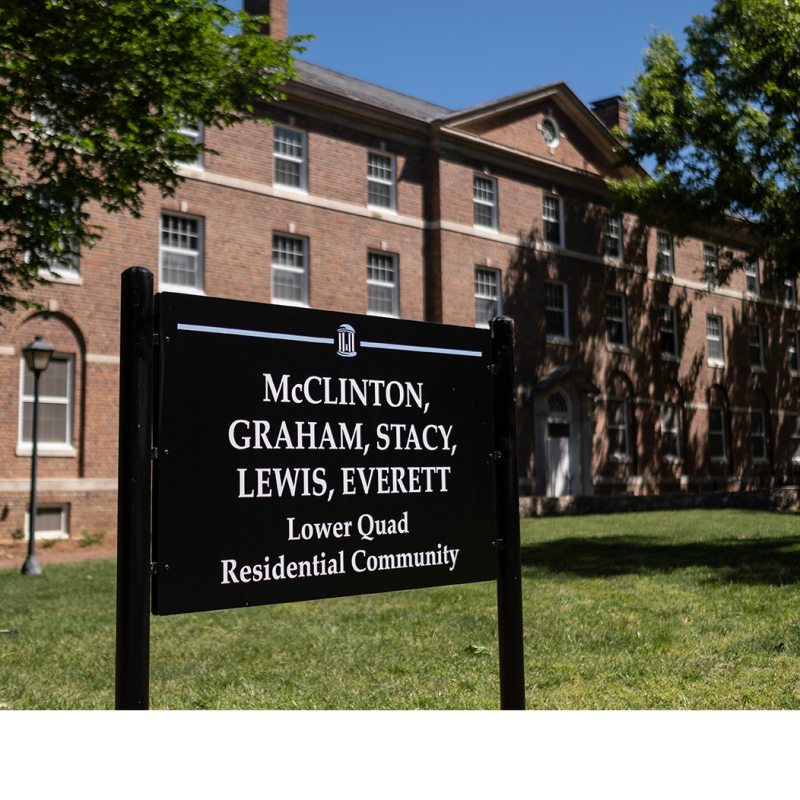 The McClinton Residence Hall sign.