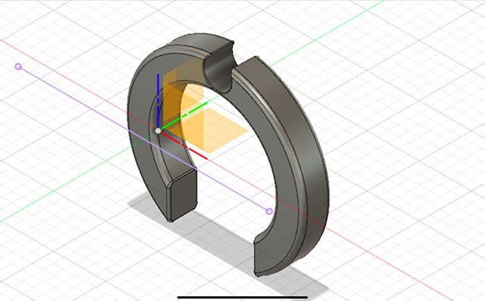 A 3D rendering of a cord cuff.