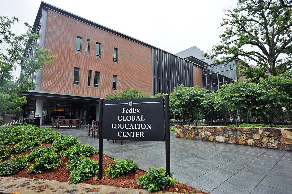 The exterior of the FedEx Global Education Center