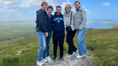 A group of students hiking in Ireland