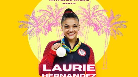 Laurie Herandez with her gold medal.