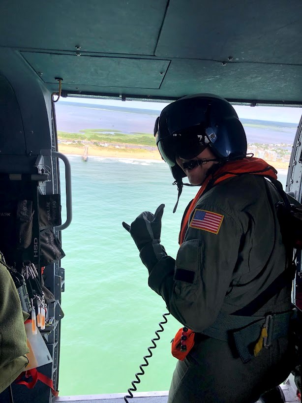 Knott in Coast Guard Auxiliary training on the coast of North Carolina.