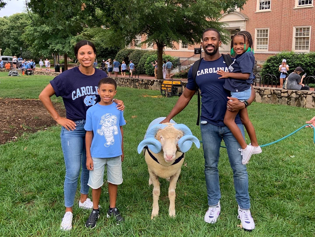 Kenneth Harris with his family on campus.