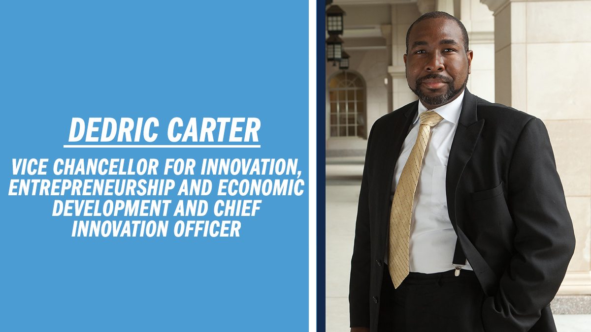 Dedric Carter, vice chancellor for innovation, entrepreneurship and economic development at Carolina. Carter’s broad expertise will continue shaping #UNC’s innovation and economic development work.