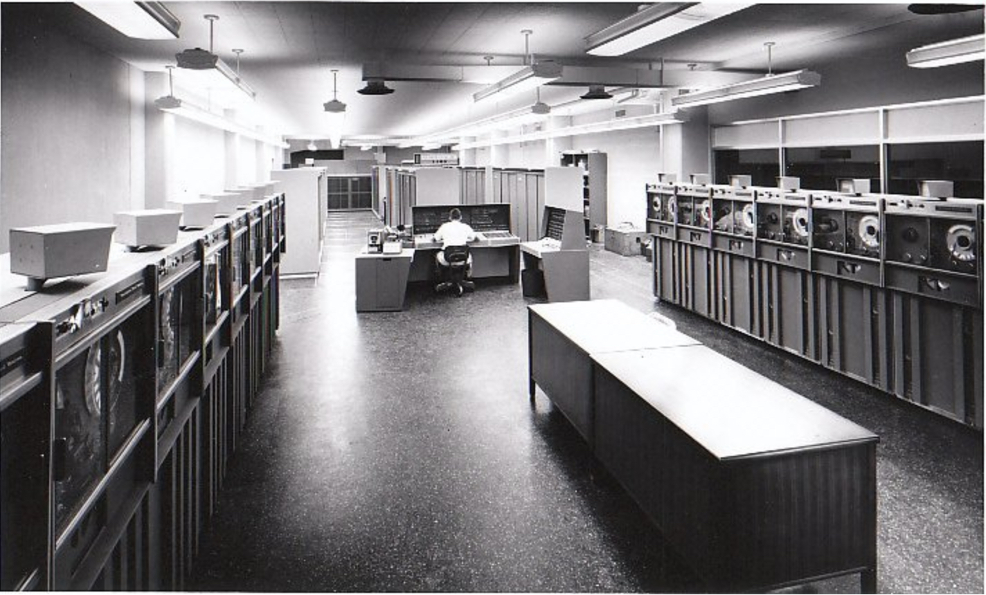 Black and white photo from the 1960s showing the UNIVAC 1105.