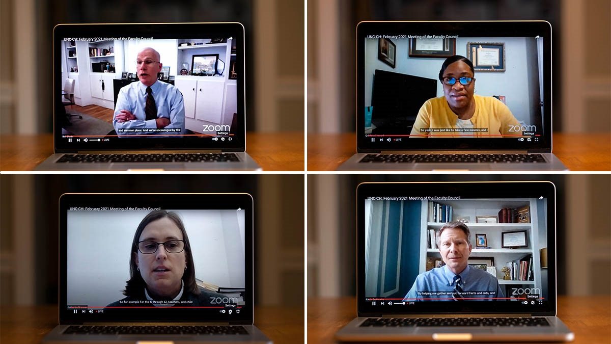 four speakers on a zoom call