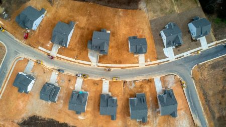 Aerial view of a new housing development in NC.