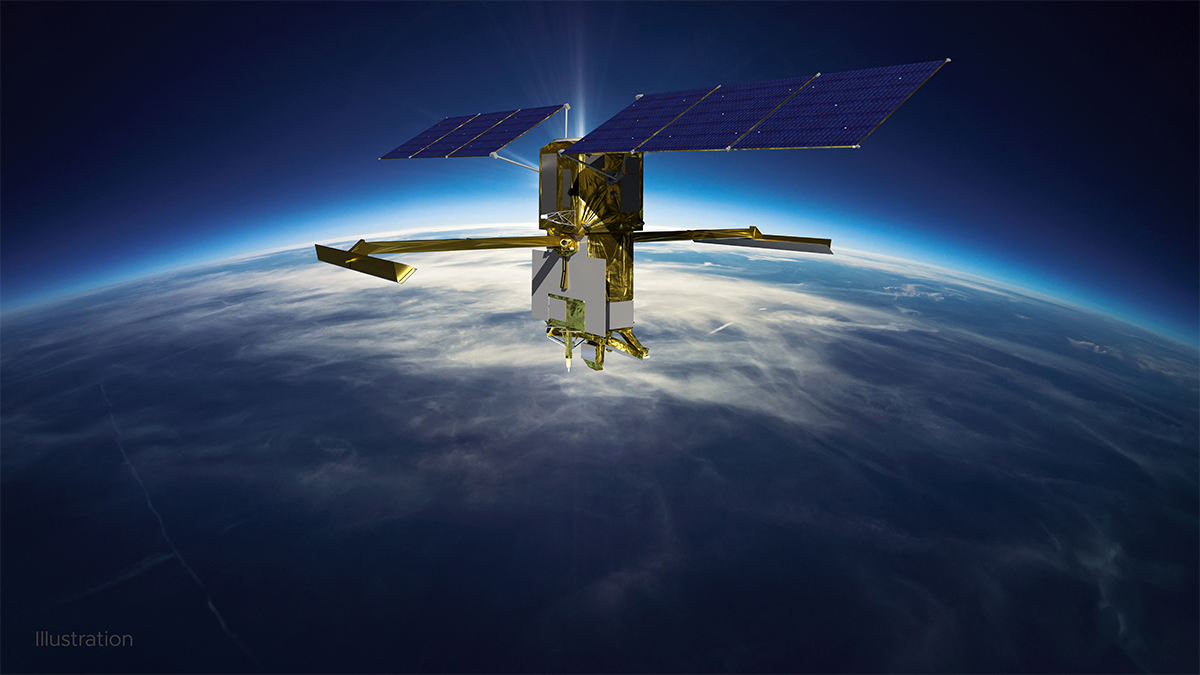 An illustration of a NASA satellite.