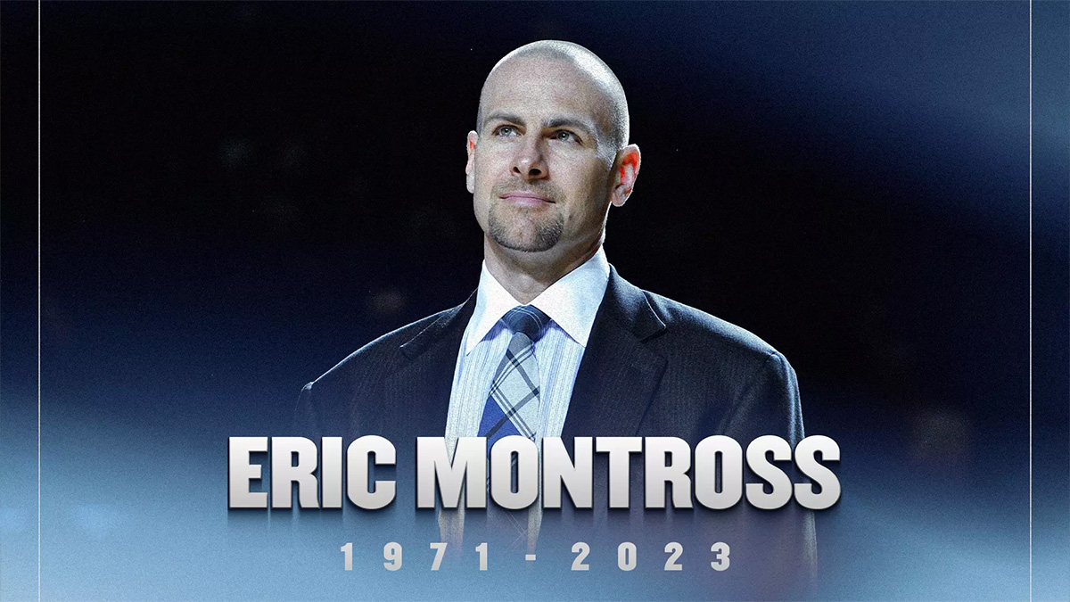 Memorial graphic featuring a photo of a man, Eric Montross, and text reading: 