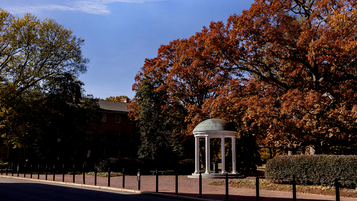 The Old Well on campus in Autumn.