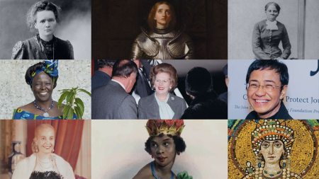 Nine-photo collage of women leaders.