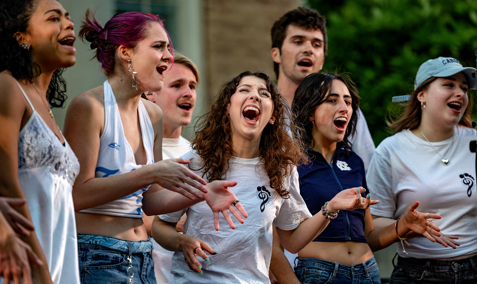 A group of students singing.