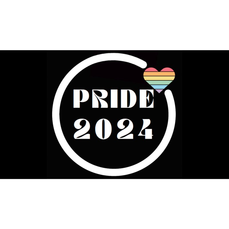 Pride 2024 logo with rainbow-colored heart