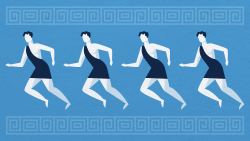 Graphic of Olympians on blue background